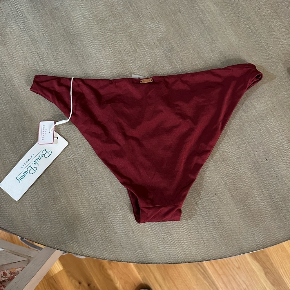 Beach bunny full coverage Burgundy Bikini Bottom XL - Picture 2 of 2